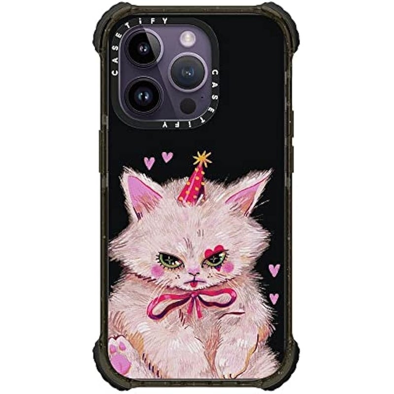 كاستيفي Casetify Ultra Impact iPhone 14 Pro Case 【5X Military Grade Drop Tested / 11.5ft Drop Protection】 - Clown Kitty by SO Lazo - Glossy Black - Image 1