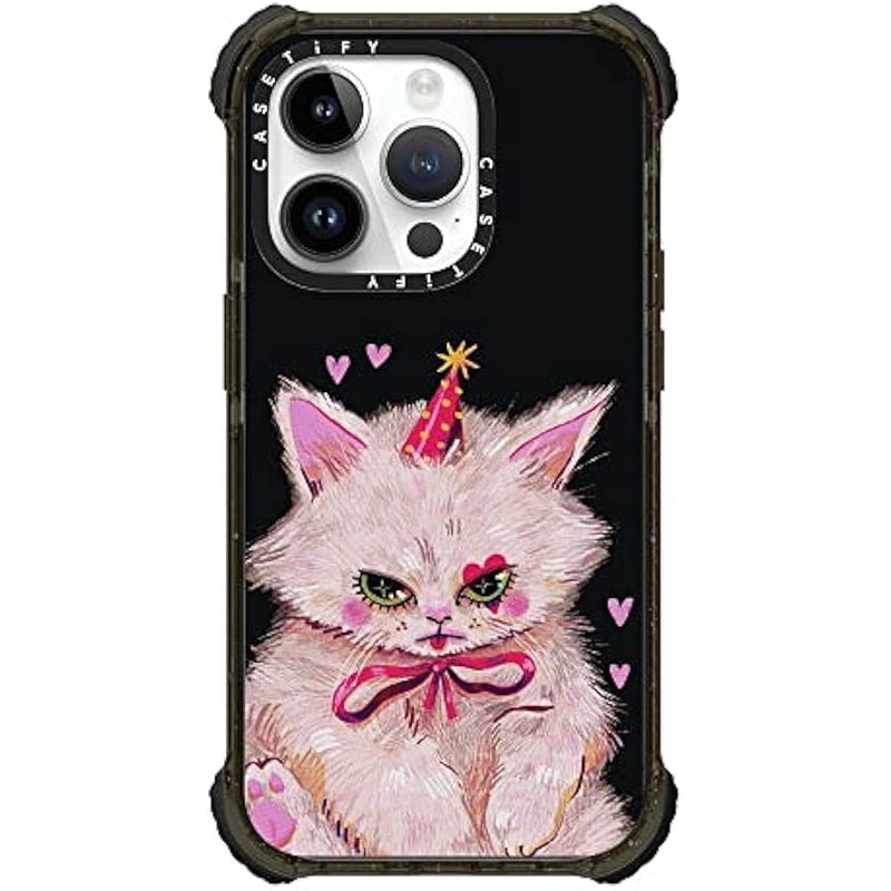 كاستيفي Casetify Ultra Impact iPhone 14 Pro Case 【5X Military Grade Drop Tested / 11.5ft Drop Protection】 - Clown Kitty by SO Lazo - Glossy Black - Image 2