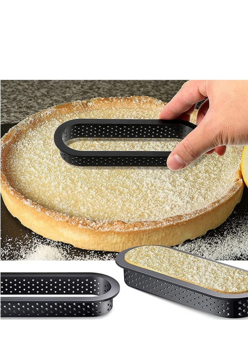 8 Pieces Oval Tart Rings Heat-Resistant Perforated Cake Mousse Ring Non Stick Bakeware Tart Mini Cake Mold Cake Rings - Image 2