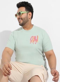 Instafab Plus Men's Sage Green Basic Regular Fit T-Shirt  - Image 1
