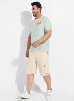 Instafab Plus Men's Sage Green Basic Regular Fit T-Shirt  - Image 5