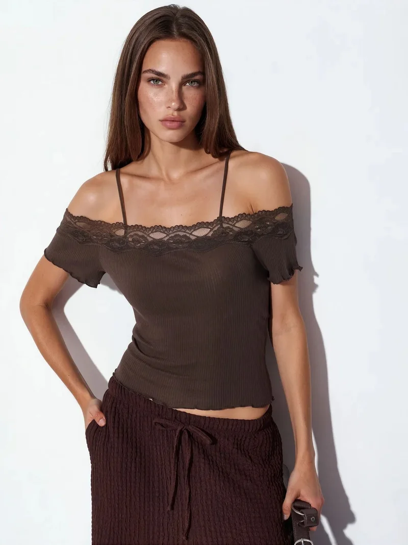 بوسيم BUSEM Ribbed Cotton Square-Neck Cami Top