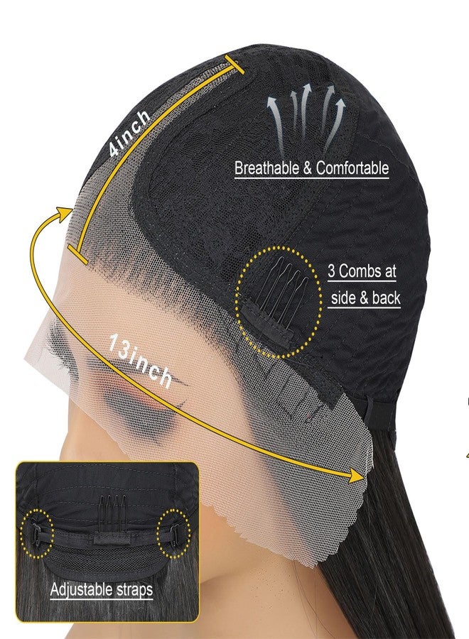 CLIONE Ombre Lace Front Wigs 24 Inch Long Straight Hair Wig For Black Women 2/30 Brown Ombre Highlight Straight Wigs Pre Plucked Synthetic HD Lace Front Wigs Wear and Go Glueless Wig for Beginners - Image 4