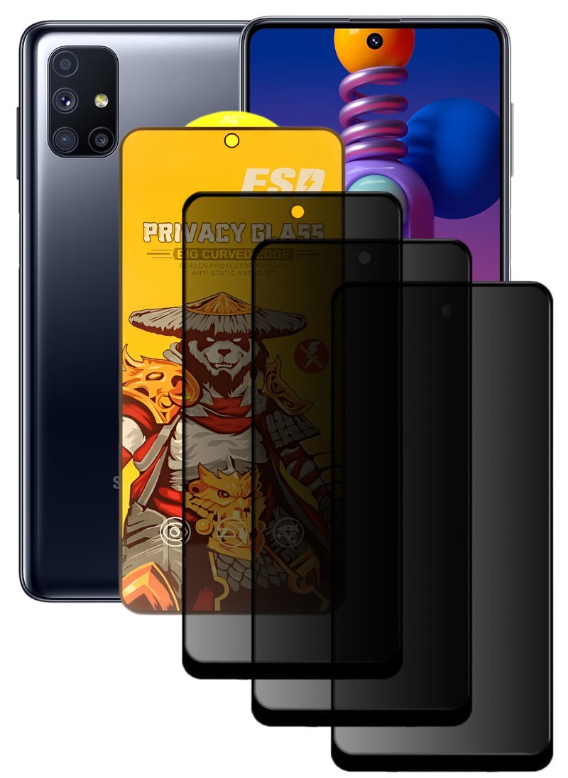 ESD 3 Pieces Tempered Dustproof Privacy Glass Screen Protector Compatible For Samsung Galaxy M51 - Image 1