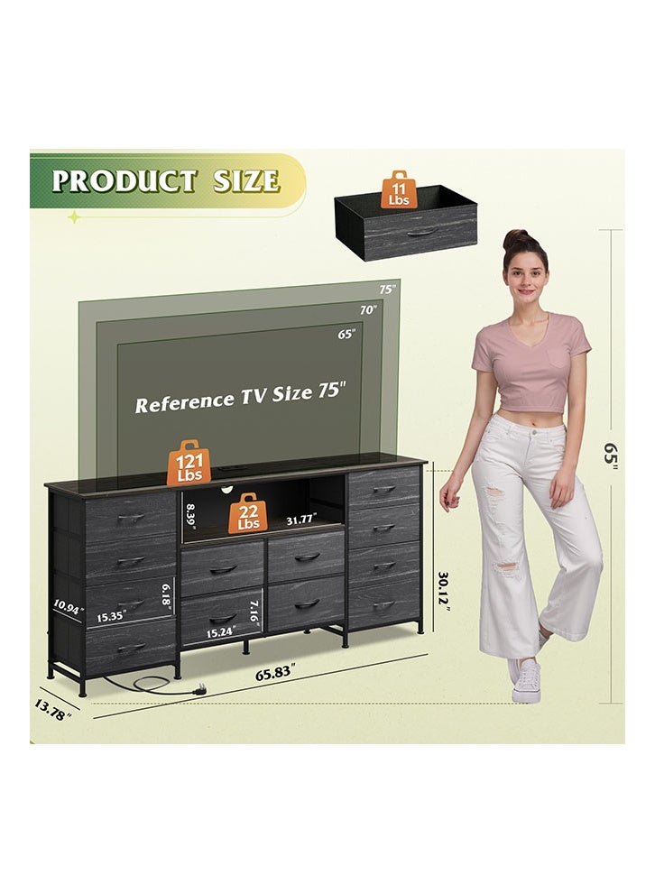 keke 12-drawer large size TV model For inside Bed Home Bed Room Black Color 66" inch - Image 5