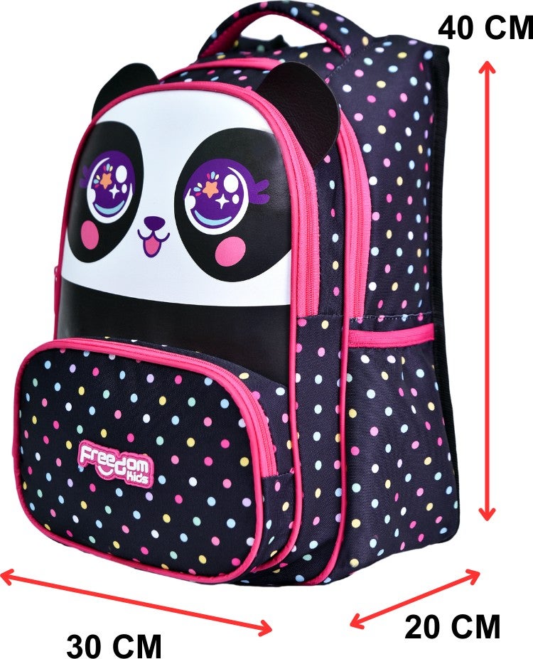Çantaland Black Panda Printed, Waterproof, Orthopedic Back Feature, Primary School Bag + Lunch Box - Image 4