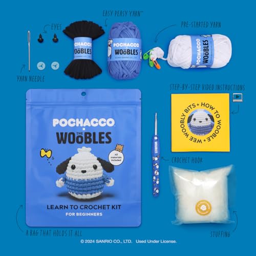 The Woobles Hello Kitty Crochet Kit - Beginners Wooble Crochet Animal Kit Crafts with Easy Peasy Yarn as seen on Shark Tank - with Step-by-Step Video Tutorials (Pochacco) - Image 4