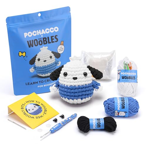 The Woobles Hello Kitty Crochet Kit - Beginners Wooble Crochet Animal Kit Crafts with Easy Peasy Yarn as seen on Shark Tank - with Step-by-Step Video Tutorials (Pochacco) - Image 1