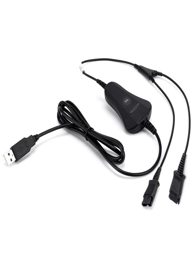 VT PLT-QD USB Training Cable Y Splitter-Adapter - Quick Disconnect Cord with Mute&Volume Control for Plantronic-QD Headsets&Computer - Image 1