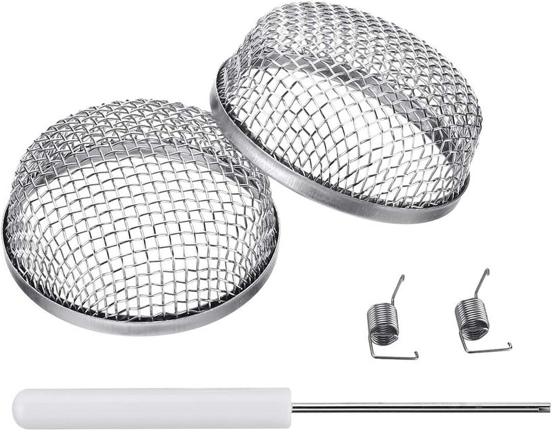 Miady RV Furnace Vent Screen - 2 Pack Flying Insect Bug Cover Camper Heater Exhaust Vents - 2.8" Stainless Steel Mesh Screens - Installation Tool Included - Image 1