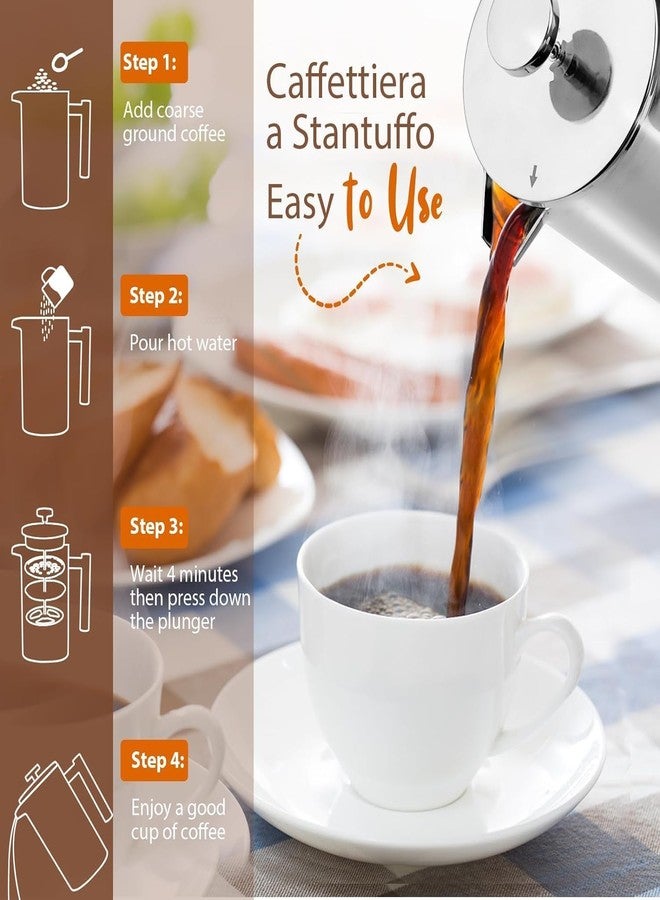 Miuly 21OZ French Press Coffee Maker 600ML Stainless Steel Coffee Press with 3 Level Filtration System, Double Wall Insulated French Press with 2 Filters - Image 4