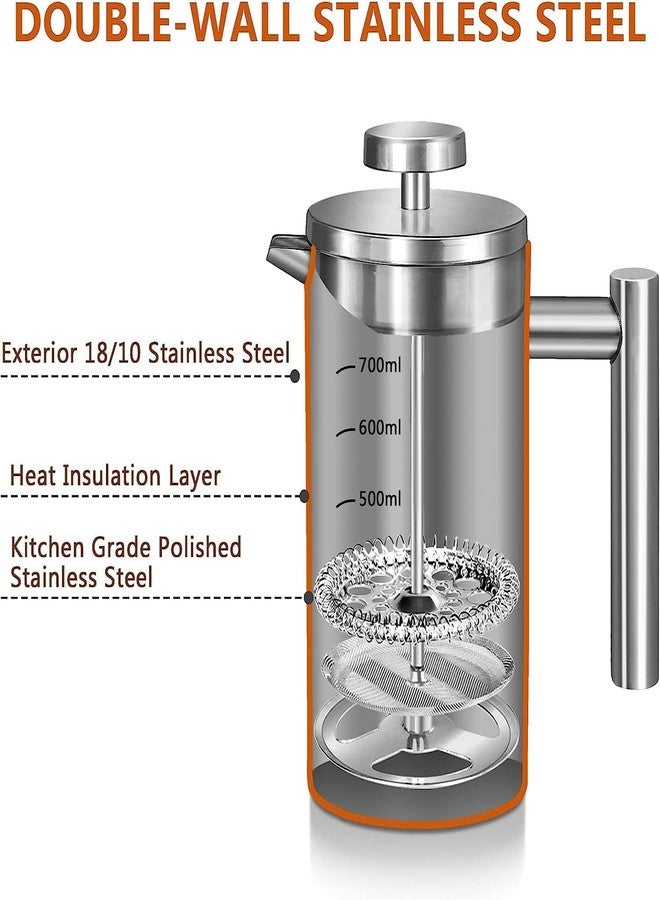 Miuly 21OZ French Press Coffee Maker 600ML Stainless Steel Coffee Press with 3 Level Filtration System, Double Wall Insulated French Press with 2 Filters - Image 5