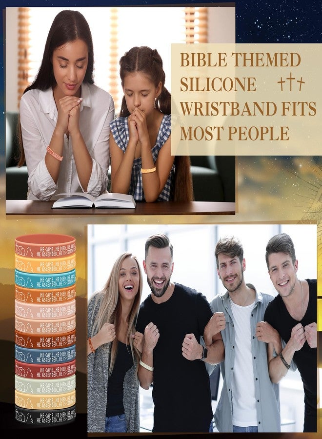 Moinchore 72 Sets Resurrection Gifts Bulk Christian Bible Verse Bracelet with Gospel Tracts He Came Died Arose Silicone Wristbands Religious Card Easter Baskets Stuffers Church Gift (Retro Colors) - Image 5