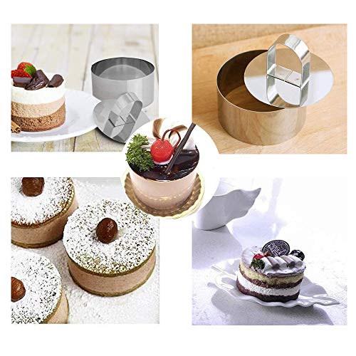 Defemim Round Cake Rings Cake Molds Set of 8, Stainless Steel Mousse and Pastry Mini Baking Ring Mold, Food Rings Dessert Rings Set Including 8 Rings & 8 Food Presses,3.15"x1.57" - Image 4