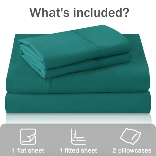 MICORAL Full Bed Sheets Set, Soft Breathable Bedding Sheet Set, Sheets Set with 16" Deep Pocket Design (4 Pieces, Full, Turquoise) - Image 4