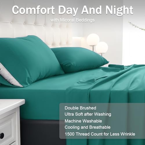 MICORAL Full Bed Sheets Set, Soft Breathable Bedding Sheet Set, Sheets Set with 16" Deep Pocket Design (4 Pieces, Full, Turquoise) - Image 3