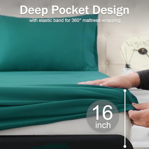 MICORAL Full Bed Sheets Set, Soft Breathable Bedding Sheet Set, Sheets Set with 16" Deep Pocket Design (4 Pieces, Full, Turquoise) - Image 5
