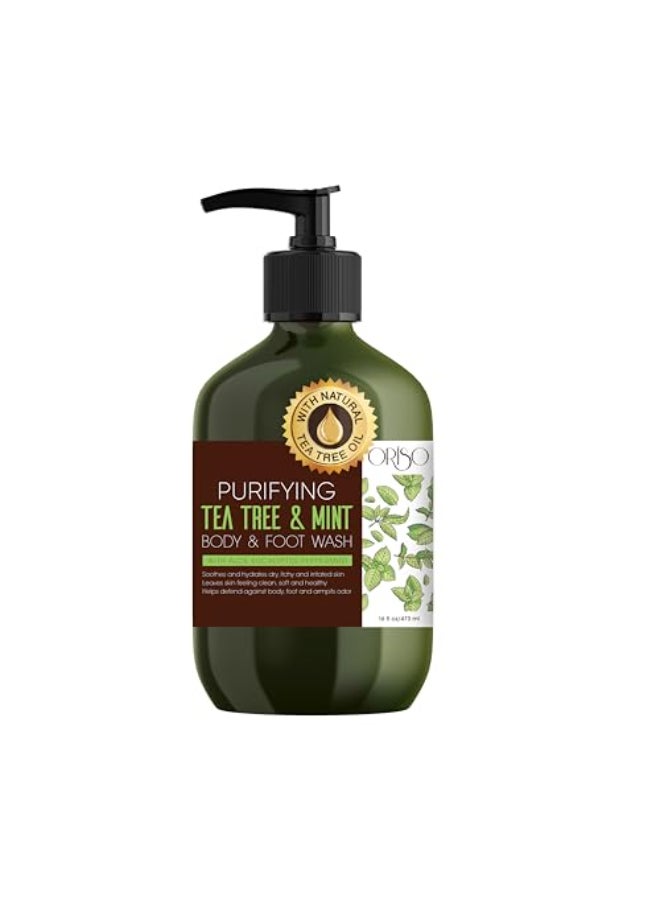 ORISO Tea Tree Body Wash with Mint for Women and Men Helps Acne Athletes Foot Jock Itchy Ringworm Eczema Body Odor Itchy Skin Moisturizing and Hydrating Sensitive Skin 16oz - Image 1