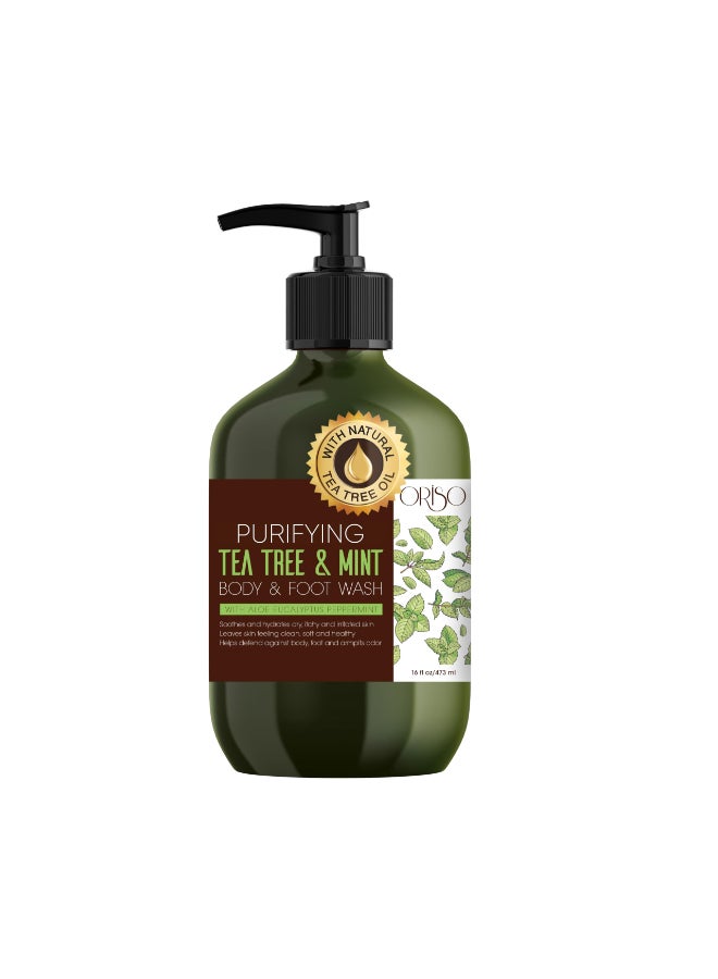 ORISO Tea Tree Body Wash with Mint for Women and Men Helps Acne Athletes Foot Jock Itchy Ringworm Eczema Body Odor Itchy Skin Moisturizing and Hydrating Sensitive Skin 16oz - Image 3