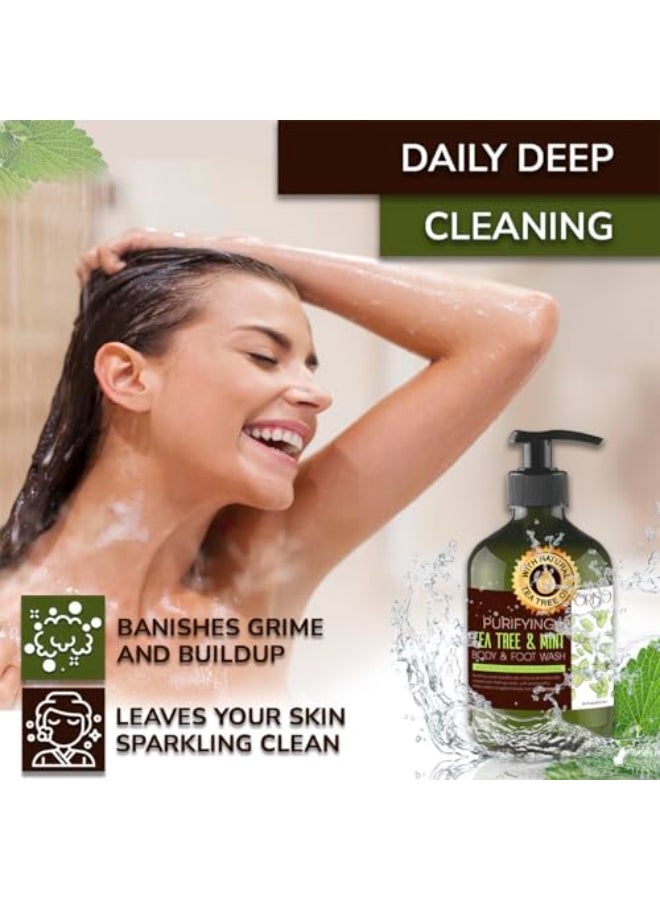 ORISO Tea Tree Body Wash with Mint for Women and Men Helps Acne Athletes Foot Jock Itchy Ringworm Eczema Body Odor Itchy Skin Moisturizing and Hydrating Sensitive Skin 16oz - Image 4