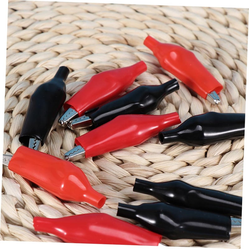 20 قطعة ملقط تمساح معزول أحمر وأسود لمسبارات الاختبار الكهربائي لدوائر بطارية السيارات - Image 4