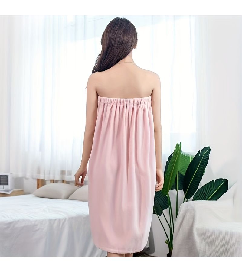 White 80x150cm Soft Absorbent Wearable Bath Towel Strapless Apron for SPA and Bathroom - Image 4