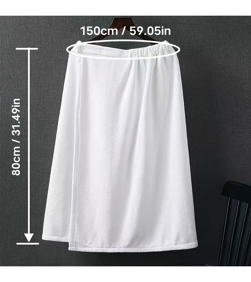 White 80x150cm Soft Absorbent Wearable Bath Towel Strapless Apron for SPA and Bathroom - Image 3