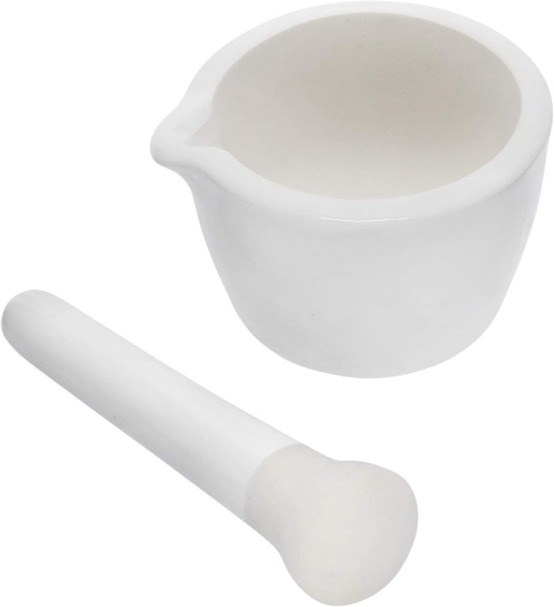 EISCO Porcelain Mortar & Pestle Set, 1.7oz (50ml) - Heavy Duty - Unglazed Grinding Surface - Excellent for Kitchen or Laboratory - Grinds Powdered Chemicals, Herbs, Spices, Pills - White Labs - Image 2