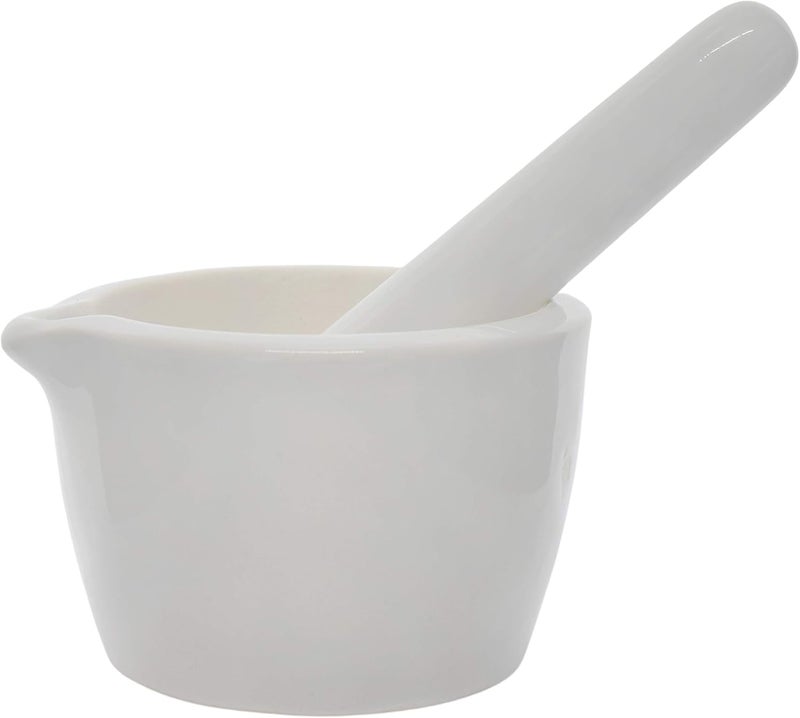 EISCO Porcelain Mortar & Pestle Set, 1.7oz (50ml) - Heavy Duty - Unglazed Grinding Surface - Excellent for Kitchen or Laboratory - Grinds Powdered Chemicals, Herbs, Spices, Pills - White Labs - Image 1