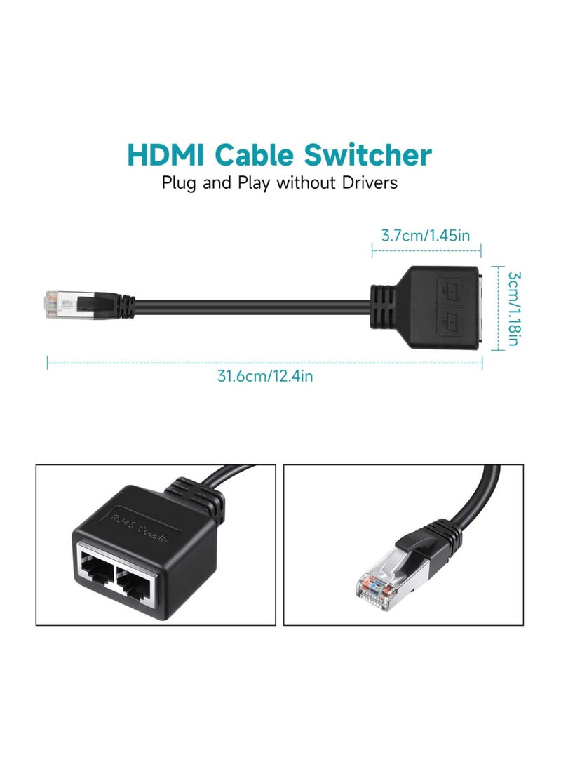 Ethernet Cable Splitter Internet Port Extender RJ45 Network Adapter Male 1 to 2 Female LAN Usb Ethernet Double Socket Connector Port Wired Wifi Coupler Extender fit for Cat5 Cat5e Cat6 Cat7 (Black)
