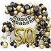 Sllyfo 50th Birthday Decorations for Men Women Black and Gold 50th Birthday Balloons Set Party Decorations with Happy 50th Birthday Decorations BannerBlack and Gold Balloons for 50th Birthday Party - Image 3