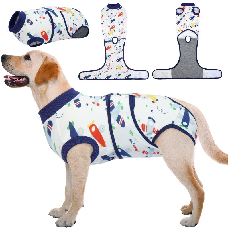 Kuoser Recovery Suit for Dogs Cats After Surgery, Professional Pet Recovery Shirt Dog Abdominal Wounds Bandages, Substitute E-Collar & Cone,Prevent Licking Dog Onesies Pet Surgery Recovery Suit - Image 1