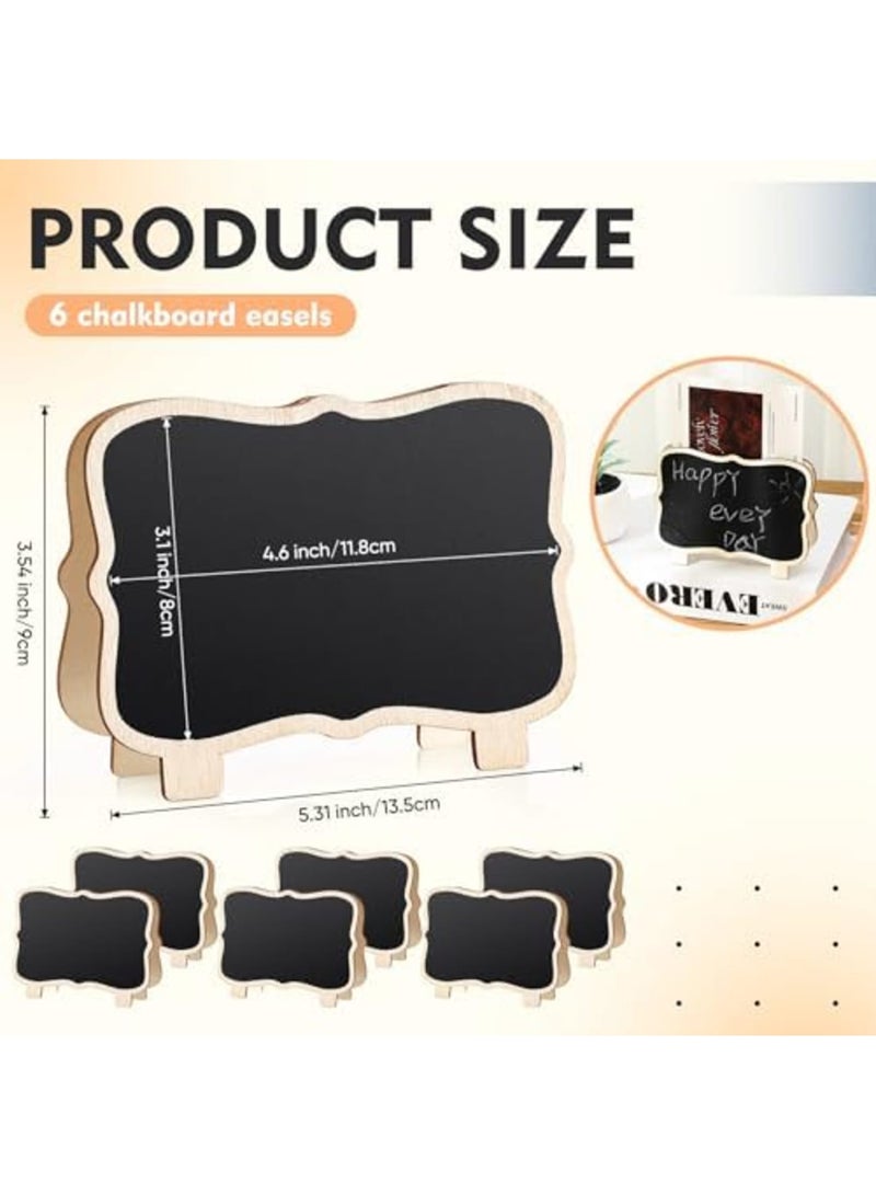 SYOSI 6 Pcs Wood Mini Chalkboard Sign Double Sided Small Chalkboard Labels Resuable Mini Chalkboard Blackboard for Table Display, Food Labels, Wedding Place Cards and Event Decorations - Image 2