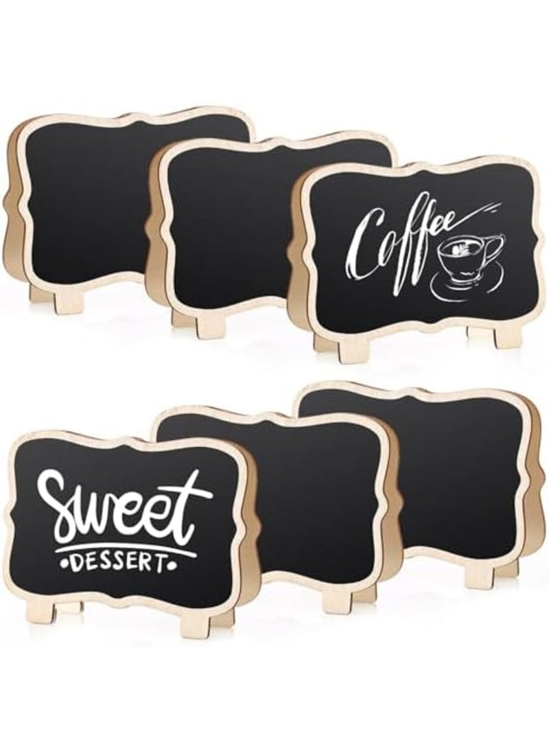 SYOSI 6 Pcs Wood Mini Chalkboard Sign Double Sided Small Chalkboard Labels Resuable Mini Chalkboard Blackboard for Table Display, Food Labels, Wedding Place Cards and Event Decorations - Image 1