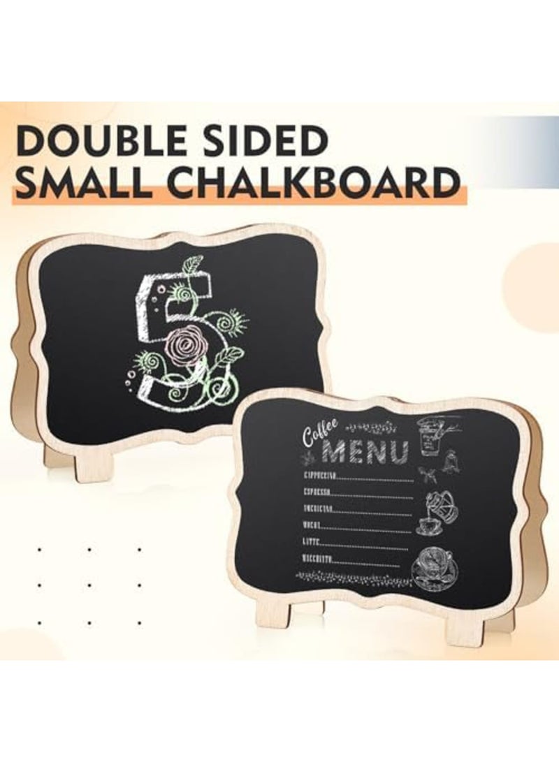 SYOSI 6 Pcs Wood Mini Chalkboard Sign Double Sided Small Chalkboard Labels Resuable Mini Chalkboard Blackboard for Table Display, Food Labels, Wedding Place Cards and Event Decorations - Image 4