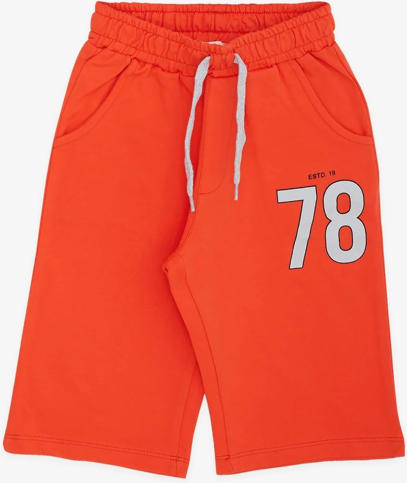 Breeze Boy Shorts Set with Text Printed Lace Accessory 5-10 Years, Light Gray Melange
