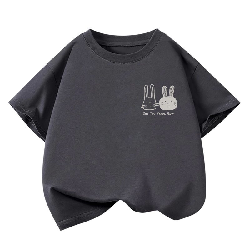Children'S Wear T-Shirt Korean Printed Top Boys And Girls Children'S Baby Shoulder Loose All-Match Short-Sleeve 5 - Image 1