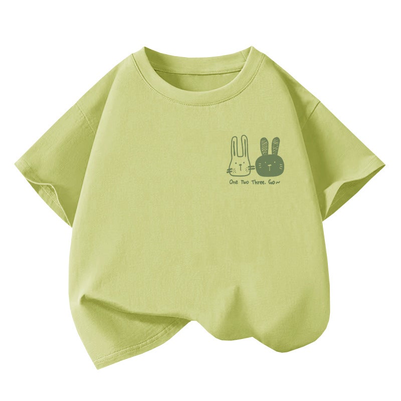Children'S Wear T-Shirt Korean Printed Top Boys And Girls Children'S Baby Shoulder Loose All-Match Short-Sleeve 5 - Image 5