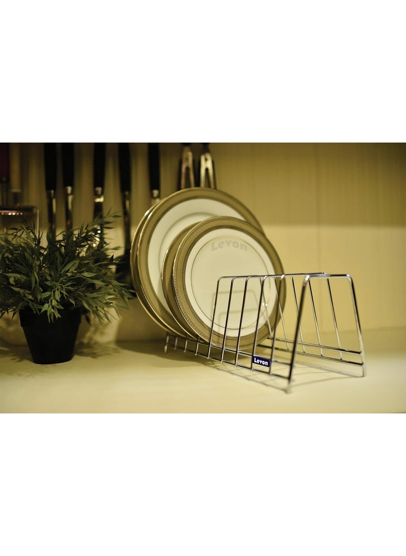LEVON LEVON Stainless Steel Plate Rack Dish Rack Plate Stand Dish Stand Lid Holder Utensil Rack For Kitchen Size 140 X 320 X 130 mm Special Nano Coating  - Image 2