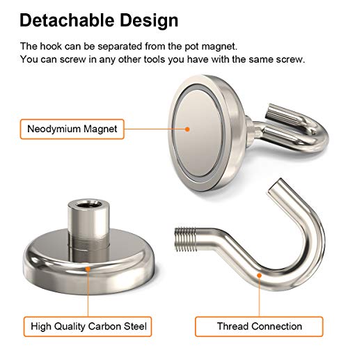 GREATMAG Magnetic Hooks Heavy Duty, 110 lbs Strong Magnet Hooks for Hanging, Magnet with Hook for Cruise, Refrigerator, Pack of 6 - Image 3