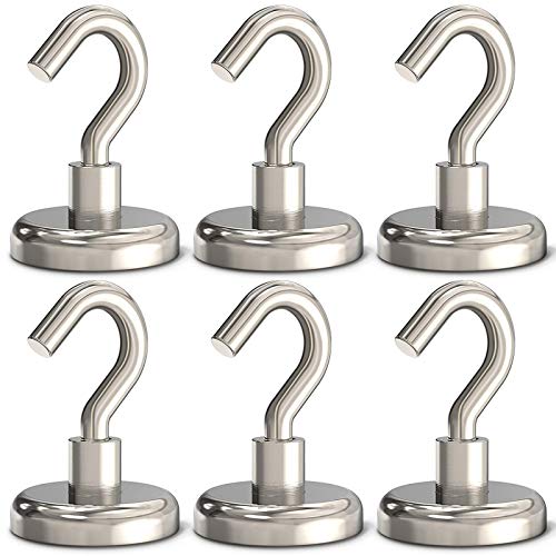 GREATMAG Magnetic Hooks Heavy Duty, 110 lbs Strong Magnet Hooks for Hanging, Magnet with Hook for Cruise, Refrigerator, Pack of 6 - Image 1