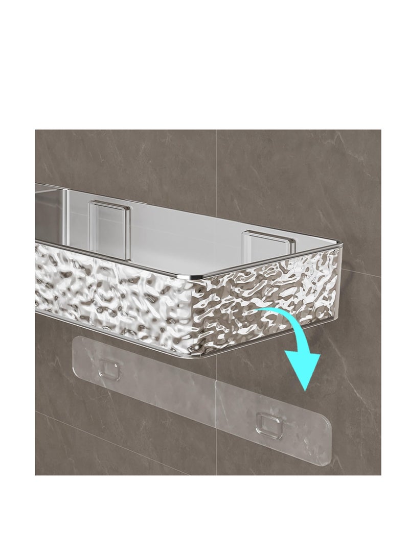 KASTWAVE Corner Adhesive Shower Caddy, No Drilling Wall Mounted Shower Rack, Wall Mounted Acrylic Shower Shelf for Kitchen & Bathroom, Shampoo Holder Toiletries Shelf, Clear-Glacier Pattern - Image 4