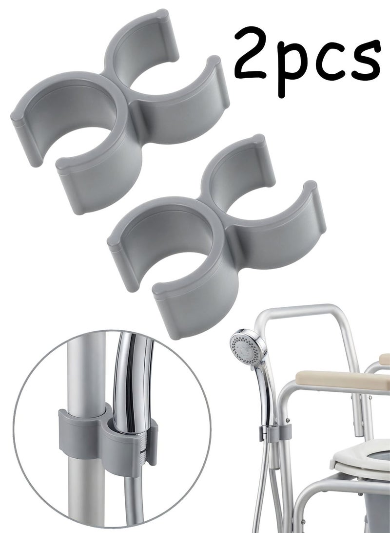 2 Pcs Shower Head Holder Clip, Handheld Shower Tube Clamp Bracket for Shower Chair Bath Tub Transfer Bench, Accessories for Elderly Disabled - Image 1