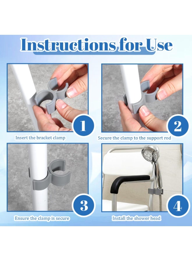 2 Pcs Shower Head Holder Clip, Handheld Shower Tube Clamp Bracket for Shower Chair Bath Tub Transfer Bench, Accessories for Elderly Disabled - Image 5