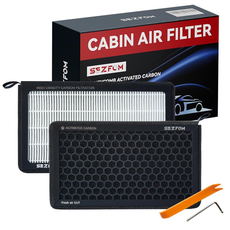 SEZFOM HEPA Cabin Air Filter for Tesla Model 3 Model Y (2016-2026) with Activated Carbon(2-pack) Dual layer Air Filter Replacement - Image 1