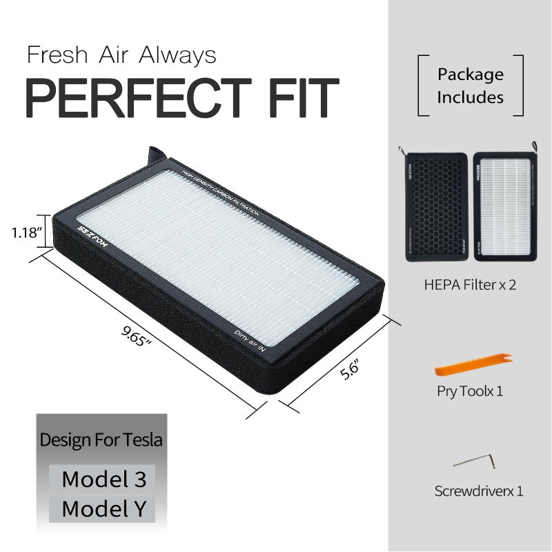 SEZFOM HEPA Cabin Air Filter for Tesla Model 3 Model Y (2016-2026) with Activated Carbon(2-pack) Dual layer Air Filter Replacement - Image 4