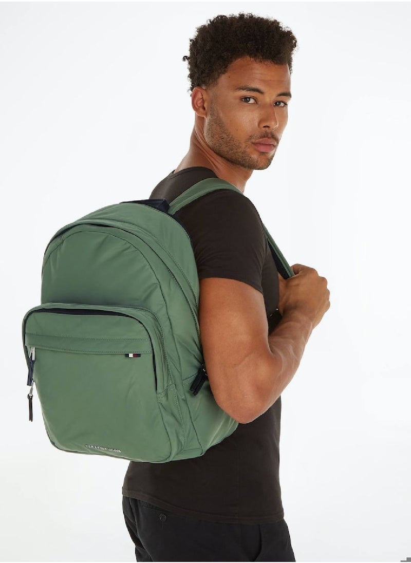 TOMMY HILFIGER - Men's Signature Backback - Polyester, Green - Image 1