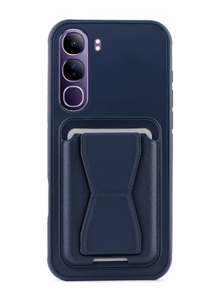 Leather back cover with card wallet Foldable Shockpoof Case compatible with Vivo V40 Lite 4G (Blue) - pzsku/ZFA6B1DF3E8990BF1736DZ/45/1748552663/4069c2d8-cea6-4536-bd2e-27eee49b8166