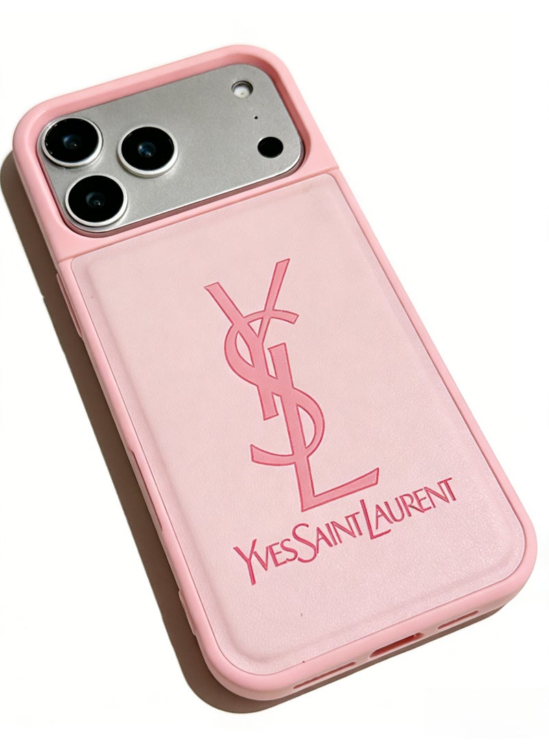 سانت لوران YSLMonochrome Pink Logo Case for iPhone 16 Pro Max & iPhone 17 Pro Max - Image 3