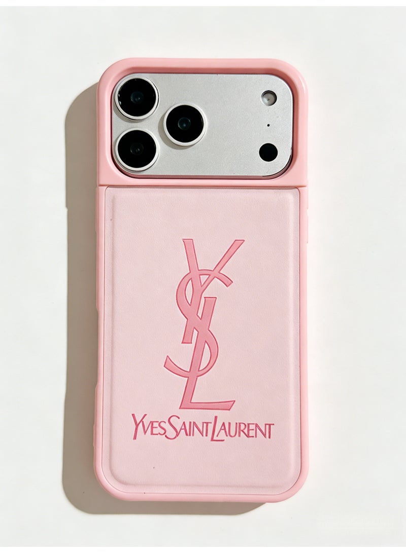 سانت لوران YSLMonochrome Pink Logo Case for iPhone 16 Pro Max & iPhone 17 Pro Max - Image 1